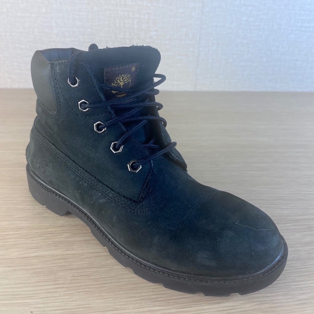 Timberland Waterproof Black Nubuck Boots Youth Boys Size 3 Hiking Lace Up